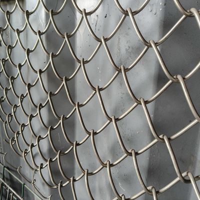 Silver Chain Link Fence Adjustable Height Powder Coated Coating